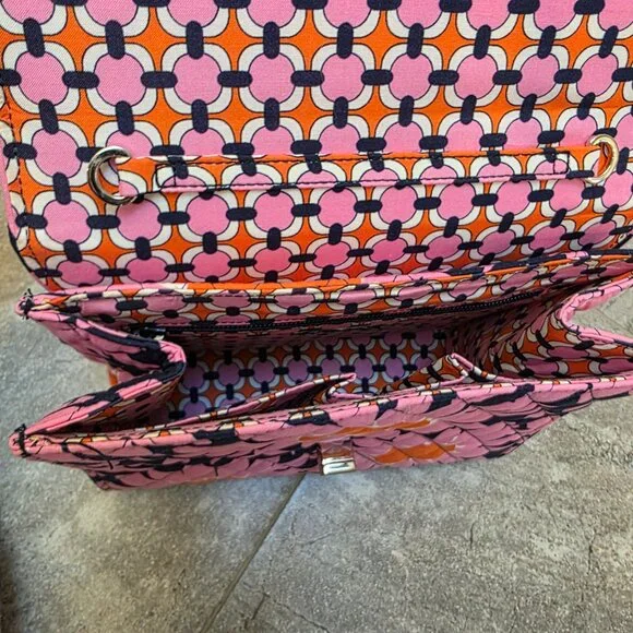 Vera Bradley Loves Me Pattern BLUE & PINK Julia Purse Turn Lock Detachable Strap - Picture 9 of 11